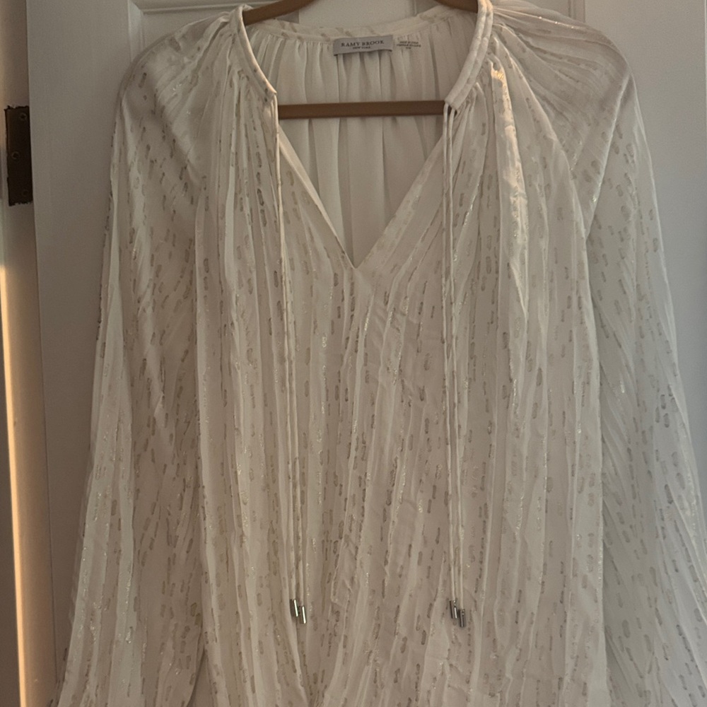 Ramy Brook White Sheer Blouse